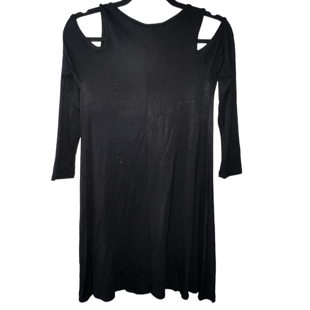 | Black Cold Shoulder Basic Dress - image 2
